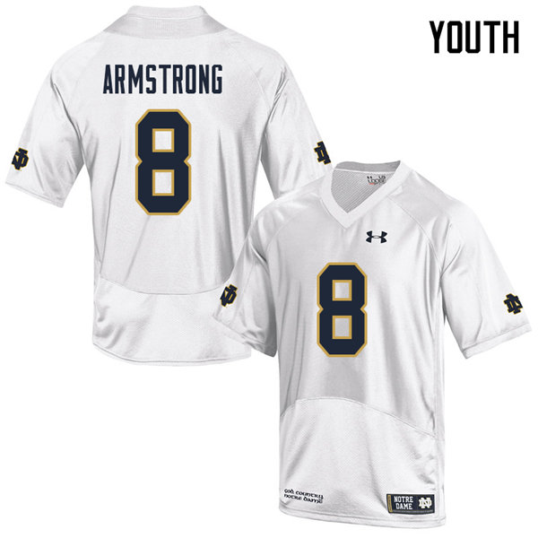 Youth #8 Jafar Armstrong Notre Dame Fighting Irish College Football Jerseys Sale-White - Click Image to Close